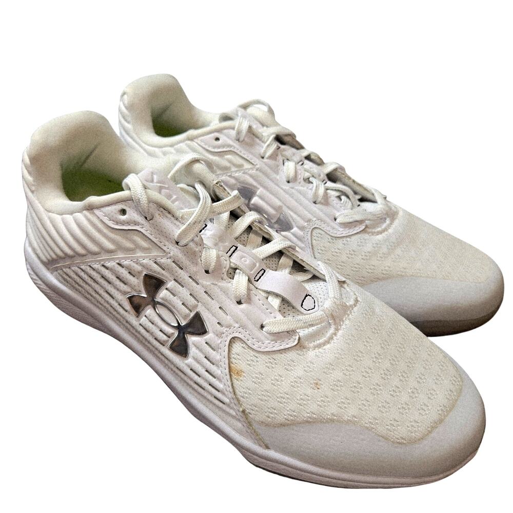 Under Armour 8 White Baseball Cleats Micro Tips Men's Tennis Shoes Sneakers